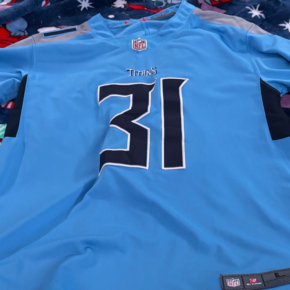 NFL Titans Light Blue Jersey with Black and White Details